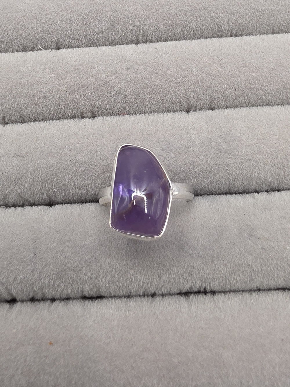 Silver Plated Purple Amethyst Statement Ring Size 6 1/2